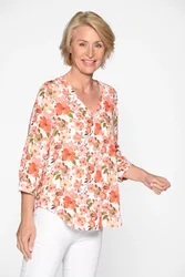 V-Bluse, 3/4 Arm, Druck female