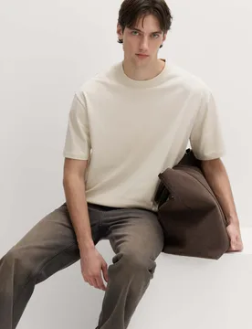 Pure Cotton Oversized Midweight T-Shirt Ecru male - M&S - FashionsVida