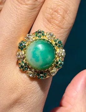 Vintage Green Jadeite Flower Rings For Woman Luxury Art Deco Rhinestone Gold Color Jewelry Girls Fashion Brand High Quality Gift - Aliexpress - FashionsVida