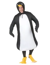 Lustiger Pinguin Unisex-Kostüm schwarz-weiss-gelb - unisex