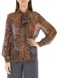 Blusa con fiocco MARRONE CHIARO 42