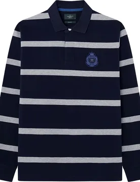 Polo A Maniche Lunghe Hm570835 Navy / Grey M - Hackett - FashionsVida
