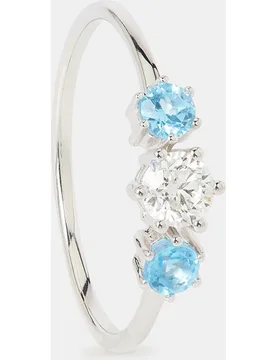 Anillo tresillo Pastel de oro blanco con diamantes y topacio - El Corte Inglés - FashionsVida