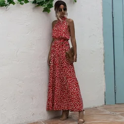 Vestido halter con cinturón con estampado L