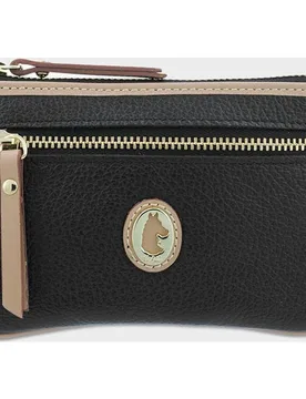 Monedero doble con llavero interior fabricado en piel vacuna en camel - El Potro - FashionsVida