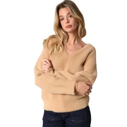 Pull à Col En V Loubiana Camel M