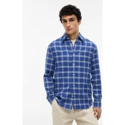 Camisa de hombre de manga larga con estampado de cuadros y corte regular