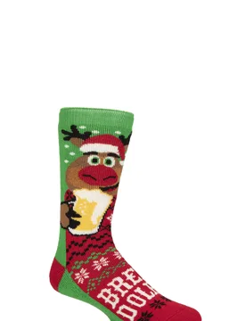 Mens 1 Pair SOCKSHOP 1.6 TOG Lite Christmas Socks Brew Dolph 6-11 - Multi Coloured - Size: 6-11 Mens - Heat Holders - FashionsVida