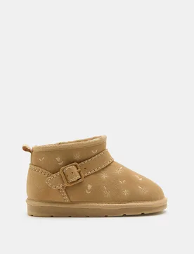 Embroidered Faux Fur Lined Suede Boots (4 Small - 2 Large) Beige male - M&S - FashionsVida