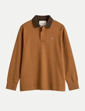 Rugger mit Cordkragen 273-CARAMEL BROWN XL - Gant - FashionsVida