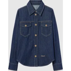 Camisa de mujer con manga larga en denim suave