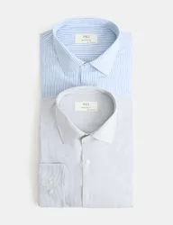 Pack Regular Fit Easy Iron Striped Shirts Blue Mix male