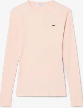 Camiseta de mujer de canalé de algodón de corte ajustado de manga larga - Lacoste - FashionsVida