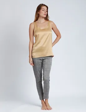 Camiseta interior de mujer sin mangas de tela satén - Admas - FashionsVida