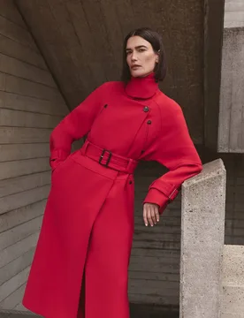 Women's Wool Tailored Trench Coat in Red Size: 12 - Red - Size: 12 - Karen millen - FashionsVida