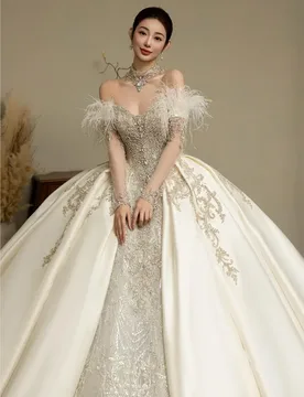 A high-end custom-made large-sized strapless satin dress with light new main fabric - Aliexpress - FashionsVida