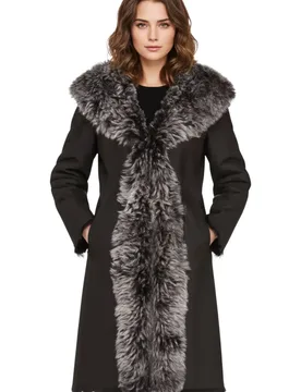 Women's Real Toscana Sheep Leather Hooded Trench Coat - Verona in Black Size: 20 - Black - Size: 20 - Infinity Leather - FashionsVida