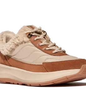 Baskets F-mode Flow Shearling Mix Deep Tan / Camel Mix EU 38 - Fitflop - FashionsVida