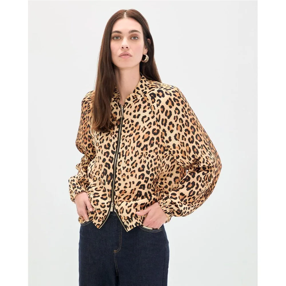 Cazadora bomber de mujer animal print con cremallera - Lola Casademunt - FashionsVida