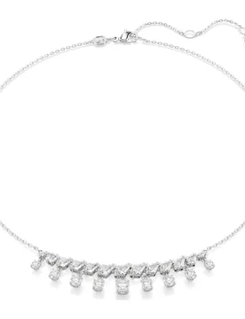 Collana Idyllia, Taglio misto, Fiocco Di Neve, Bianca, Placcato rodio OS - Swarovski - FashionsVida