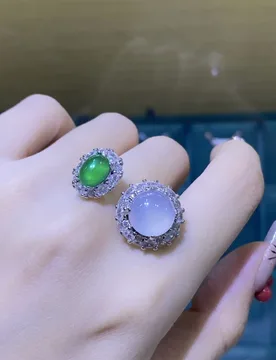 Natural White Chalcedony Oval Green Agate Open Ring Women Elegant Luxury Pendant Earrings Three-piece Set - Aliexpress - FashionsVida