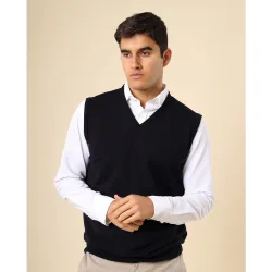 Chaleco de punto de hombre en azul oscuro
