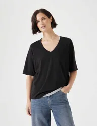 Cotton Rich V-Neck T-Shirt Black female