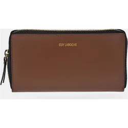Cartera grande de piel con cremallera
