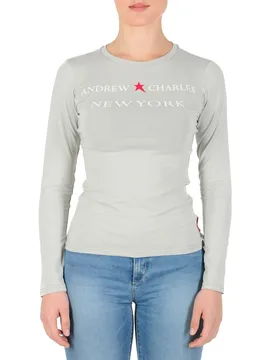 Womens Ls T-Shirt Ts602 031002 Phenix Light Grey 003 Cotton - Size X-Large - Andrew Charles By Andy Hilfiger - FashionsVida