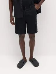 Straight Fit Stretch Cargo Shorts Black male