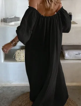 Vestido casual de uso diario de unicolor y diseño sencillo para tallas grandes 1XL - Shein - FashionsVida