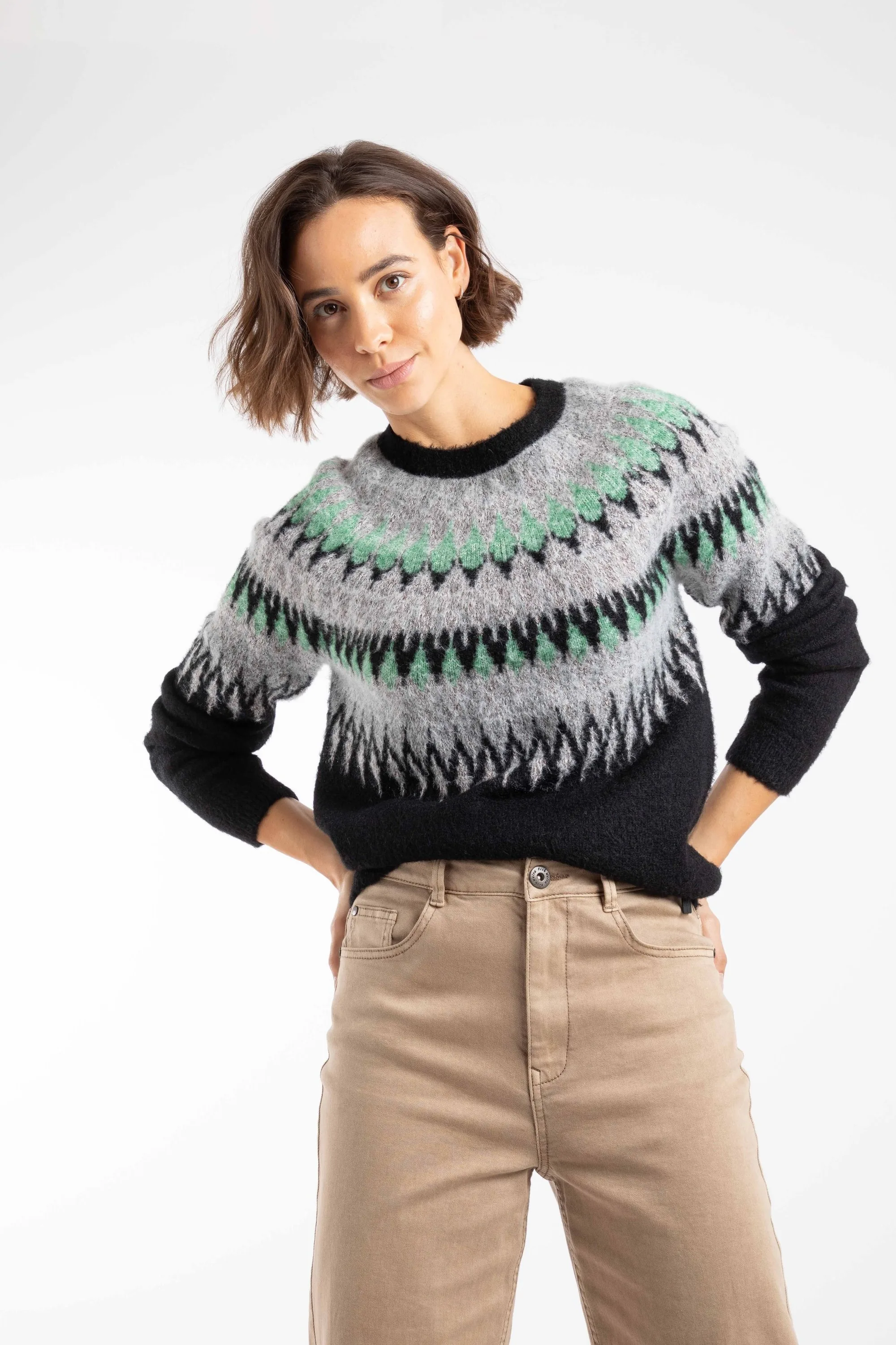 Cedar Womens Metallic Fair Isle Jumper - - Size: 12 - Weird Fish - FashionsVida