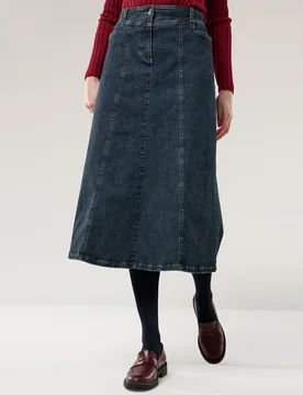 Powerstretch Jeansrock, normale Größen#Kurzgrößen, Farbe Blau, 48, weicher Denim sehr elastisch Damen - Walbusch - FashionsVida
