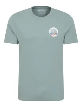 Padstow Printed Mens T-Shirt Cotton Breathable Summer Casual Tee Pale Green - Size Small - Mountain Warehouse - FashionsVida