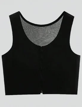 Top de lencería estilo corsé con soporte de busto ligero y cremallera delantera para mujer, top deportivo de yoga de verano color negro - Shein - FashionsVida