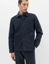 Regular Fit Pure Cotton Twill Overshirt Navy male