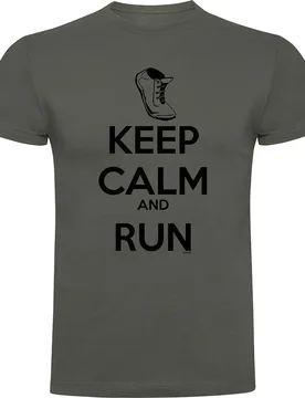 Maglietta A Maniche Corte Keep Calm And Run Dark Army Green XL - Kruskis - FashionsVida