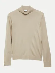 Strickpullover mit Rollkragen Beige 44