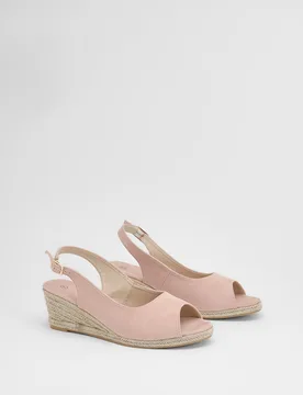 Womens : Wide Fit Reese Canvas Espadrille Wedge Sandals - Pink - Size 5 Wide Fit (Uk Shoe) - Good for the Sole - FashionsVida