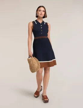 Vestido línea a con cuello polo línea en a con cierre frontal de botones - Motivi - FashionsVida