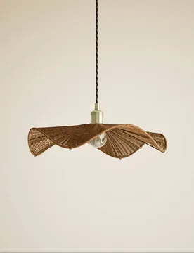 Rocco Rattan Easy Fit Ceiling Lamp Shade Natural - M&S - FashionsVida