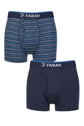 Mens 2 Pair Plain and Stripe Bamboo Keyhole Trunks Stripe Dark Navy / Blue S - Blue - Size: Small