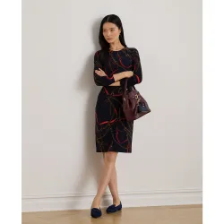 Vestido midi de punto estampado