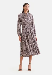 Satiniertes Rüschenkleid mit Stufen Rosa/Pink 42