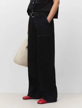 Pantalones vaqueros anchos de mujer con pespuntes - Simorra - FashionsVida