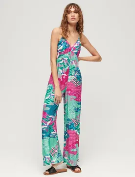 Superdry Damen Grün, Blau und Rosa Träger-Jumpsuit mit Print, Größe: 36 - 149.99 - FashionsVida