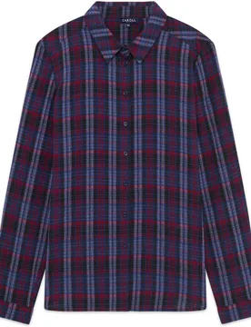 Camisa de mujer estampado tartán efecto fruncido - Caroll - FashionsVida