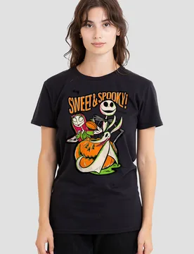 Women's The Nightmare Before Christmas Spooky T-Shirt, Black Size: Large - Black - Size: L - Disney - FashionsVida