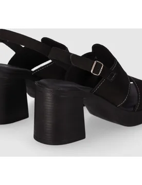 Sandalias de tacón de mujer confeccionadas en piel con diseño simétrico y cierre de hebilla al tobillo - Chika10 - FashionsVida