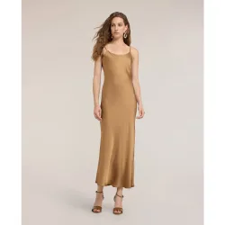 Vestido largo de satén con tirantes finos largo maxi